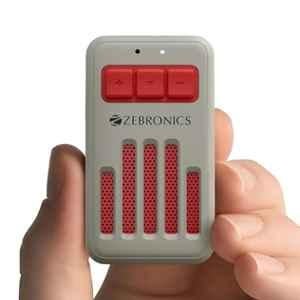 Zebronics Clipper 4W Grey & Red Portable Bluetooth Speaker with Mic & 20 hrs Playback