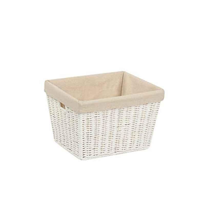 Honey-Can-Do STO-03560 Parchment Cord White Basket with Handles & Liner, 10x12x8 inch