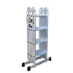 EMAC 4x4 Step Aluminium Silver Anti Slip Multipurpose Folding Ladder for Industrial & Commercial, EML-4X4