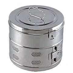 WKM 11x9 inch Stainless Steel Seamless Dressing Drum for Hospitals, Clinics & Laboratory Use