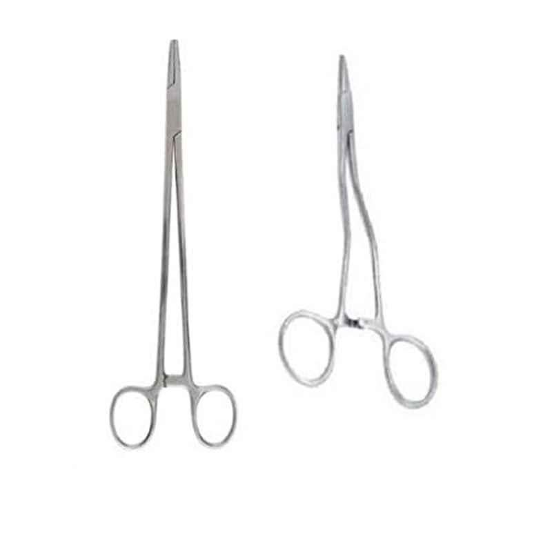 Forgesy 8 inch Stainless Steel Straight & Curved Needle Holder, X119