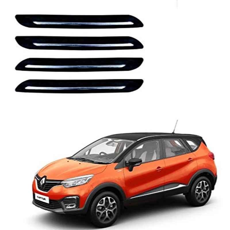 Kozdiko 4 Pcs PVC Black Car Bumper Protector Set with Chrome Strip for Renault Captur