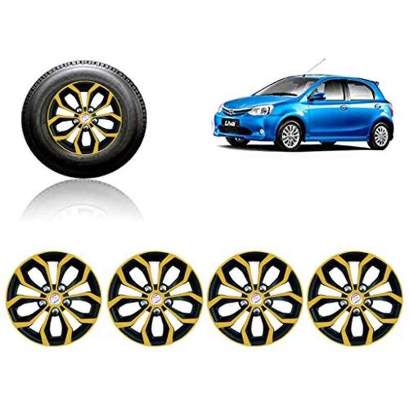 Auto Pearl 4 Pcs 14 inch ABS Golden & Black Car Wheel Cover Set for Toyota Etios Liva