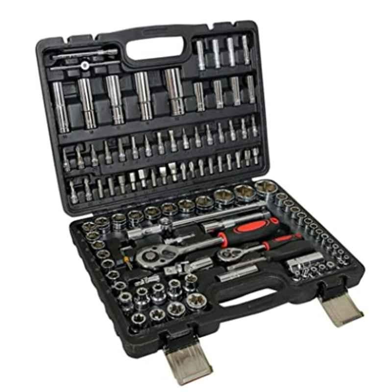 Voltz Metric 1/4 & 1/2 Chrome Vanadium Steel Ratchet Wrench & Sleeve Drive Tool Socket Kit, VZ-TK-108
