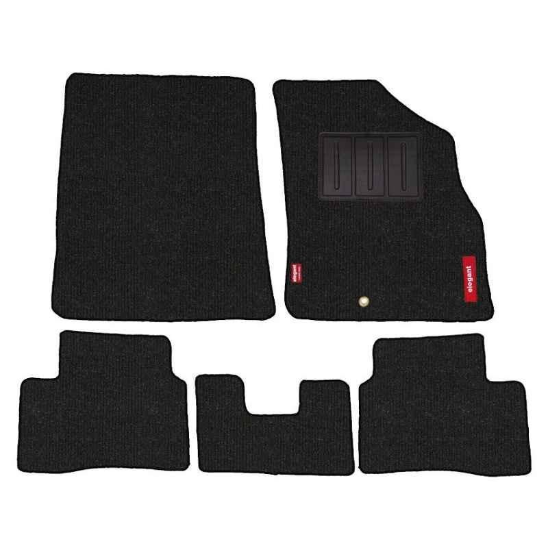 Elegant Carry 5 Pcs Polypropylene Black Carpet Car Floor Mat Set for Nissan Micra
