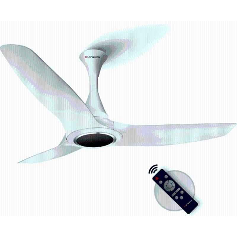 Longway Glideon ABS Plastic White 3 Blade 5 Star BLDC Ceiling Fan with Remote Control & 5 Years Warranty, Sweep: 1200 mm