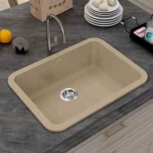 Plantex 18X24 inch Sand Choco Matt German Engineered Technology Quartz Sink For Kitchen/UV Protected Kitchen Sink/Single Bowle Sink For Home