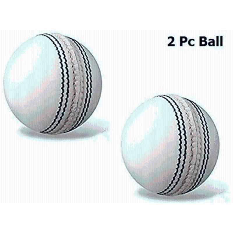 HHS Sports White Standard Cricket Leather Ball (Pack of 2)