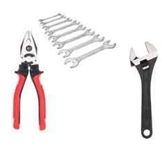 Hillgrove HGCM442M1 8 inch Universal Multi-Function Adjustable Wrench, 8 Pcs Open End Wrench Set & 8 inch Combinational Plier Combo, HGCM741