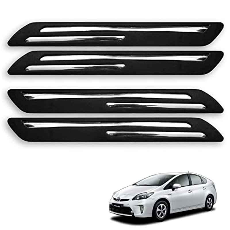 Kozdiko 4 Pcs Rubber Black Double Chrome Strips Car Bumper Protector Guard Set for Toyota Prius