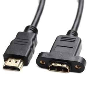Mak World 1.5m HDMI Male to HDMI Female Extension Cord Screw Holes Lock Panel mount Cable