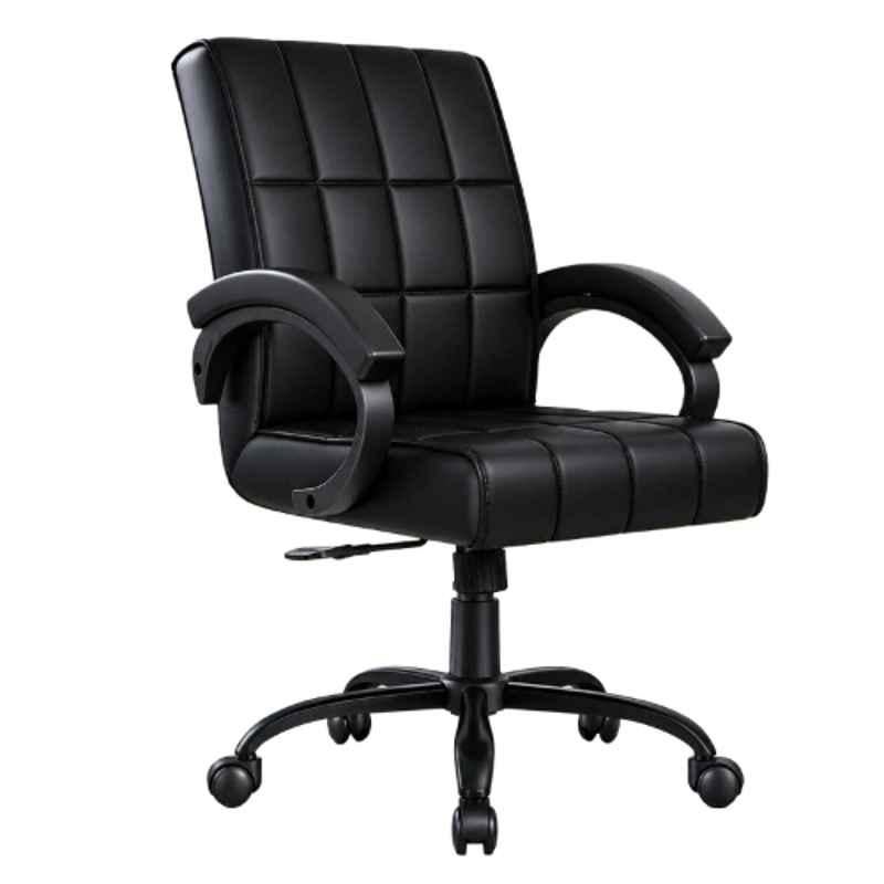 ZRF Leatherette Black Medium Back Armrest Ergonomic Office Chair