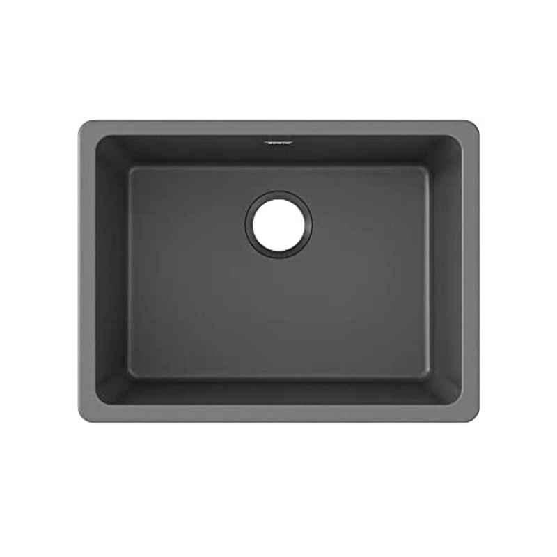 Uken Heavy Duty Quartz Kitchen Sink Undermount Sink (18X24) Wash Basin With Accessories(18/24-Qr-Me-Ms-10) (Dusk Gray)
