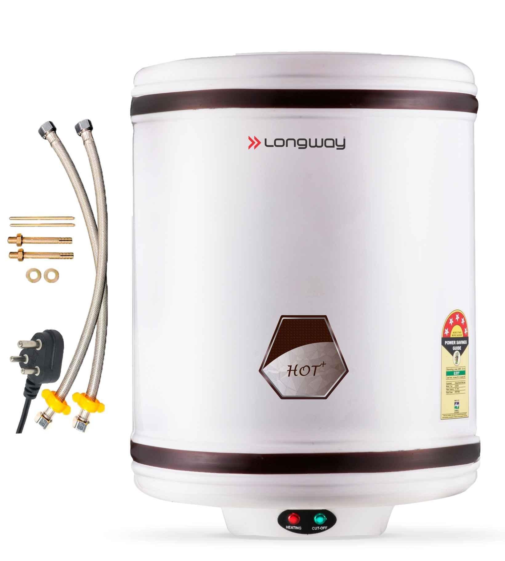 Buy Longway 15L Ivory Water Storage Geyser with Free Installation Kit,  Hotplus Online At Price ₹3149