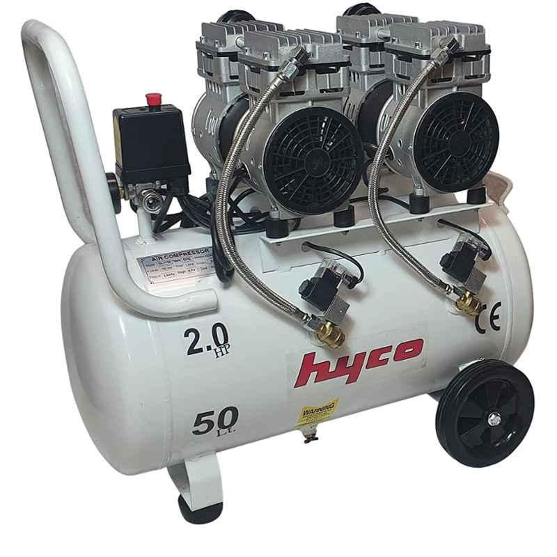 Hyco 2HP 50L Oil Free Dental Silent Air Compressor with Double Motor & Copper Winding, HY04