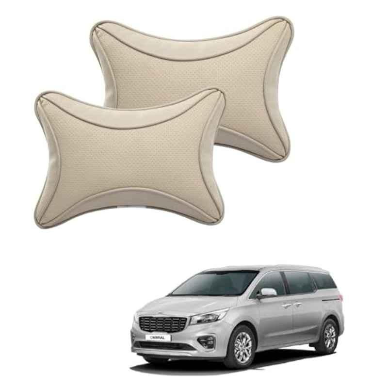 Kozdiko 2 Pcs Memory Foam & Polyester Beige Dots Car Neck Rest Pillow Set for Kia Carnival, XNVJVHGJFH65