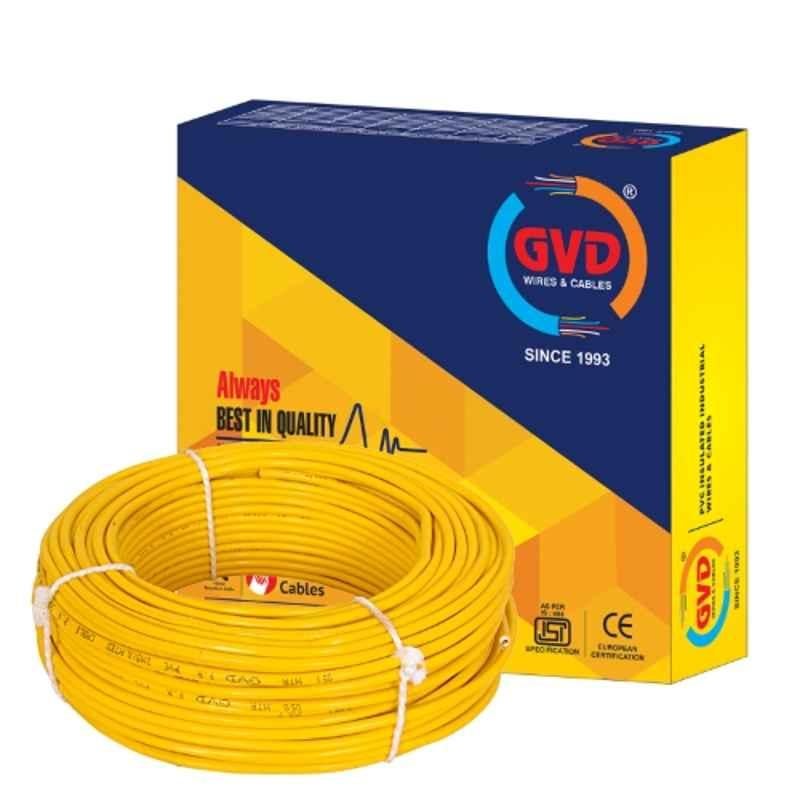 GVD 0.75 Sqmm Yellow PVC Insulated Single Core Flame Retardant Copper Clad Steel Industrial Wire, Length: 90 m