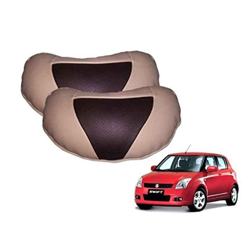 Kozdiko 2 Pcs Brown & Beige Neck Rest Set for Maruti Suzuki Swift, koz_38837