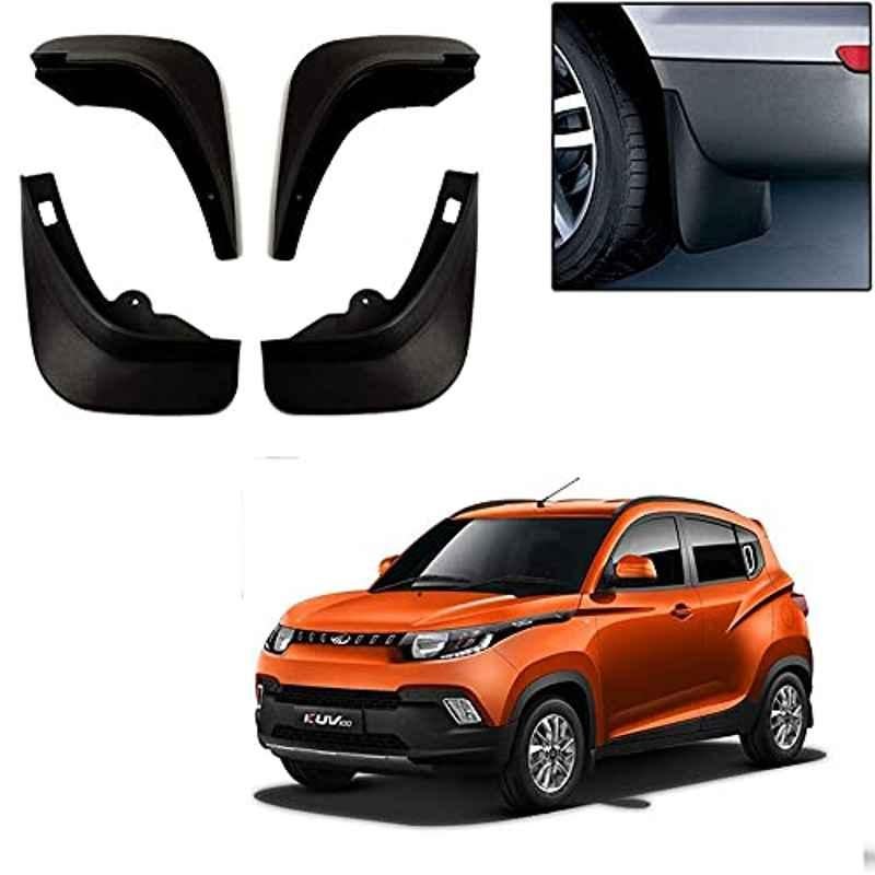 Auto Pearl 4 Pcs ABS Black Front & Rear Cup Type Mud Flaps Car Splash Guard Set for Mahindra KUV 100