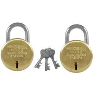 Hindson 2 Pcs 65mm Silver Gold Steel Double Locking Padlock Set with 3 Common Keys