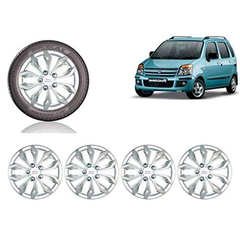 Auto Pearl 4 Pcs 13 inch ABS Silver Car Wheel Cover Set for Maruti Suzuki WagonR 2006 & 2010