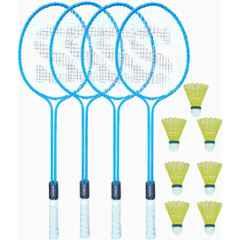 STYRKR Alloy Steel Blue Badminton Racquet Set of 4 Steel Frame with Shuttlecock 7 Badminton Kit