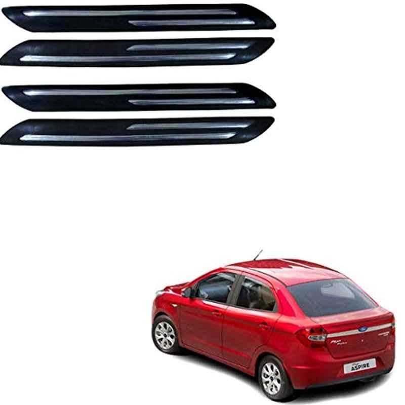 Kozdiko 4 Pcs Double Chrome Bumper Protector Black Set for Ford Figo Aspire
