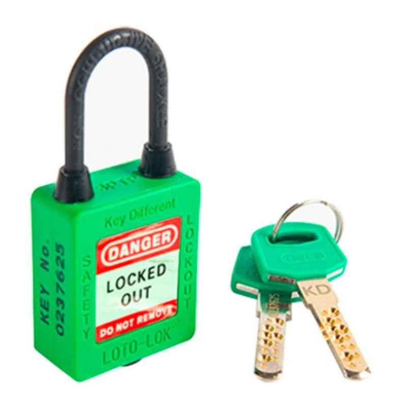LOTO-LOK 20mm Stainless Steel & Nylon Green Three Point Traceability Padlock with 2 Unique Keys Per Lock, 3PTPGKDN40