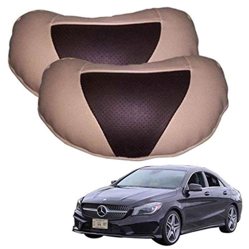Kozdiko 2 Pcs Brown & Beige Neck Rest Set for Mercedes Benz CLA-Class, koz_38962