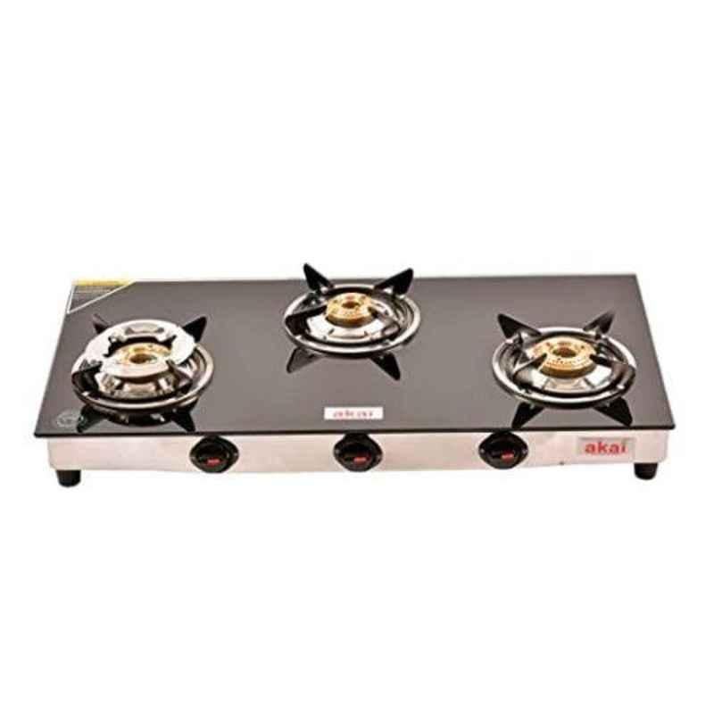 Akai 3 Burner Glass Top Gas Stove