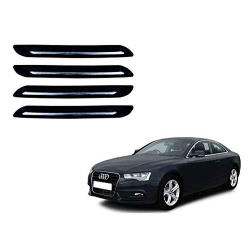 Kozdiko 4 Pcs PVC Black Car Bumper Protector Set with Chrome Strip for Audi A5