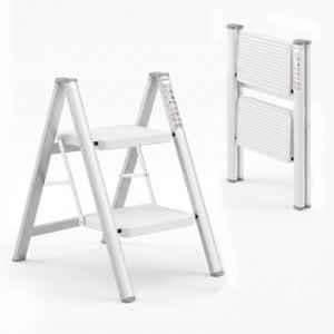 Corvids 150kg 2 Step White Heavy Duty Carbon Steel Foldable Step Ladder with 2 Years Warranty, CCSL-02W