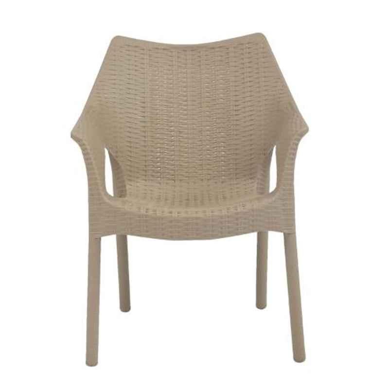 Supreme Cambridge Synthetic Resin Rattan Looks Dark Beige Premium Chair with Arm (Pack of 2)