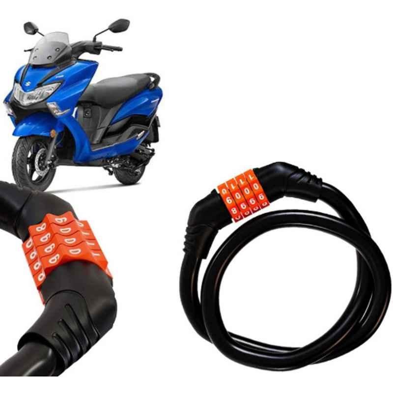 Auto Pearl Black & Orange 4 Digit Anti-Theft Combination Number Lock for Burgman Electric