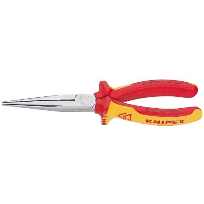 Knipex Tools-Long Nose Pliers With Cutter, Multi-Component, 1000V Insulated (2616200)
