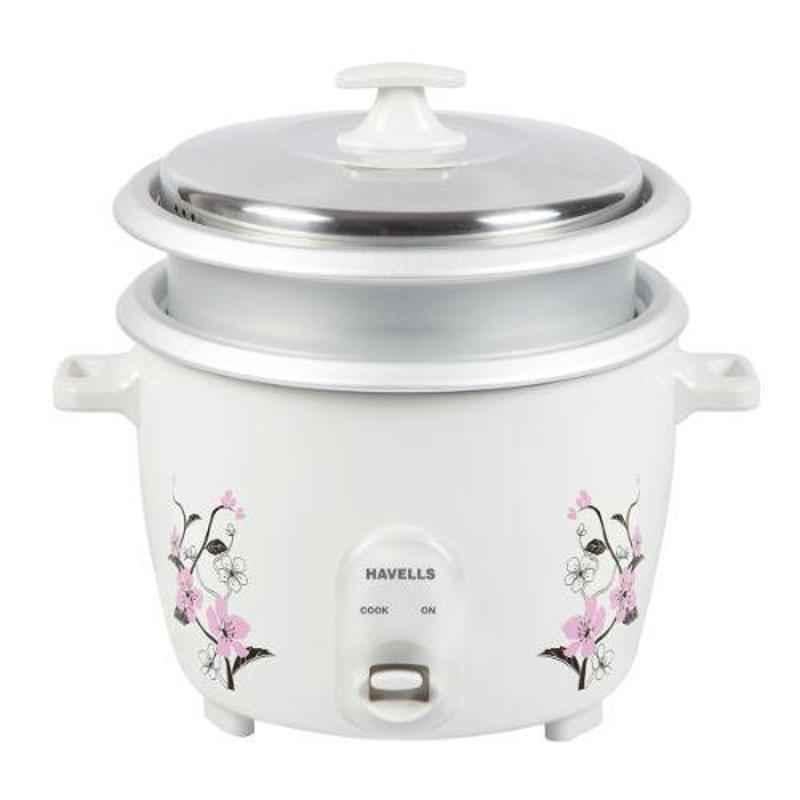 Havells E Cook X 1.8L 700W White Electric Rice Cooker with 2 Bowl, GHCRCCGW070