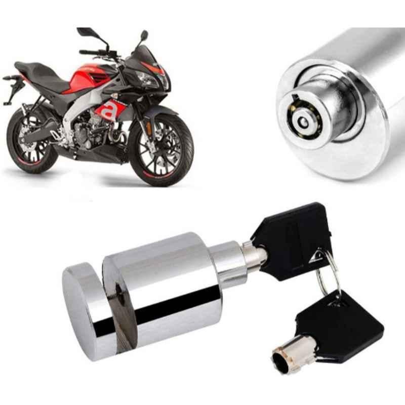 Auto Pearl Stainless Steel Silver Heavy Duty Anti Theft Motorcycle Disc Brake Lock, Lock-008