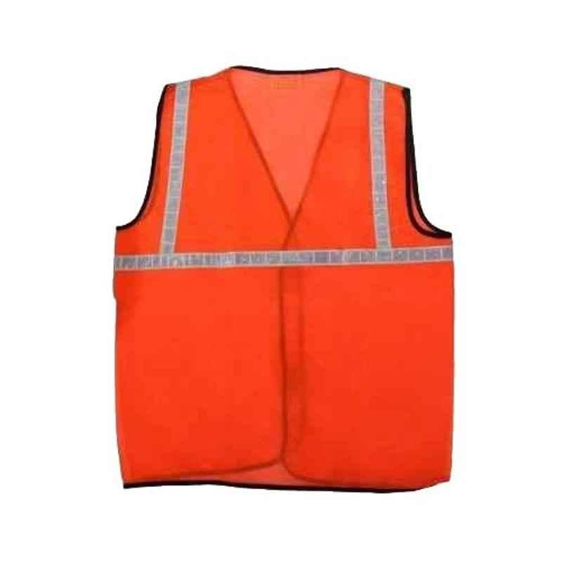 RPES Orange Polyester Safety Jacket with 1 inch Reflective Tape (Pack of 12)