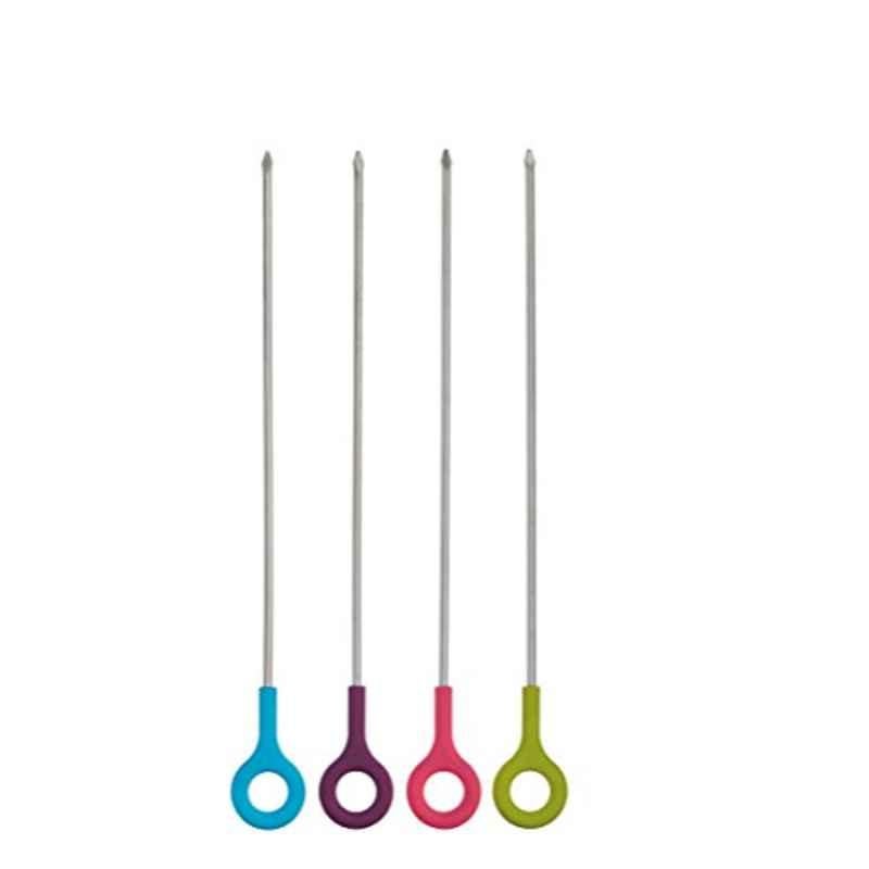 Kitchencraft CWSKEWASTD 4 Pcs 30.5cm Stainless Steel Assorted Colour Colourworks Brights Handled Skewer Set