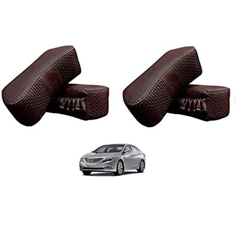 Kozdiko 4 Pcs CV Designer Cola Leatherite Neck Rest Car Cushion Pillow Set for Hyundai Sonata