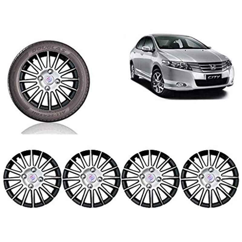 Auto Pearl 4 Pcs 15 inch ABS Black & SIlver Car Wheel Cover Set for Honda City