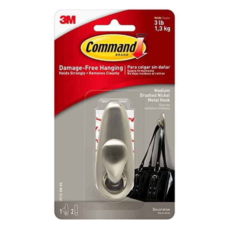 Command FC12-BN-ES Metal Forever Classic Nickel Hook, Size: Medium