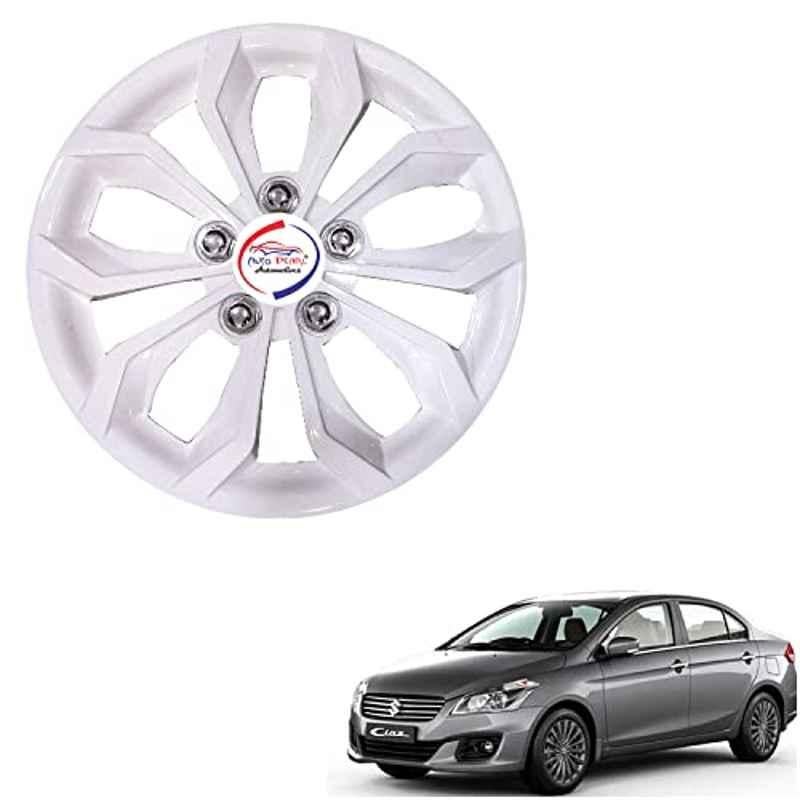 Auto Pearl 4 Pcs 15 inch ABS Pearl White Hubcap Wheel Cover Set with Retention Ring for Maruti Suzuki Ciaz 2017