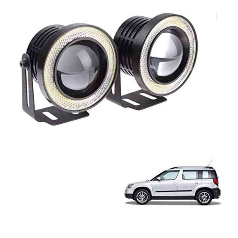 Kozdiko 2 Pcs 15W 3.5 inch High Power White LED Projector COB Fog Light Set with White Angel Eye Ring for Skoda Yeti, koz_89364