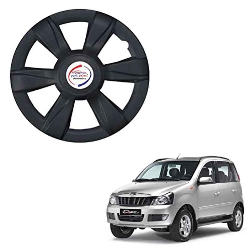 Auto Pearl 4 Pcs 15 inch ABS Xylo Black Hubcap Wheel Cover Set with Retention Ring for Mahindra Quanto