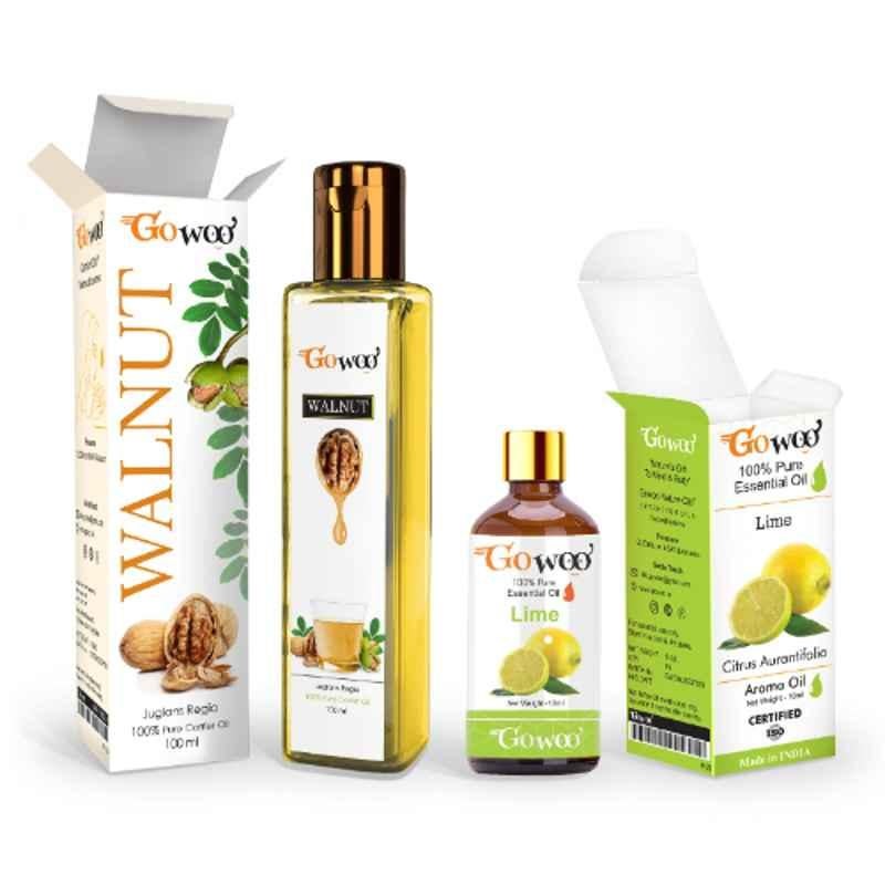 GoWoo 2 Pcs 10ml Natural Lime Aroma Oil & 100ml Walnut Carrier Oil Set, GWOC803-P29+P183