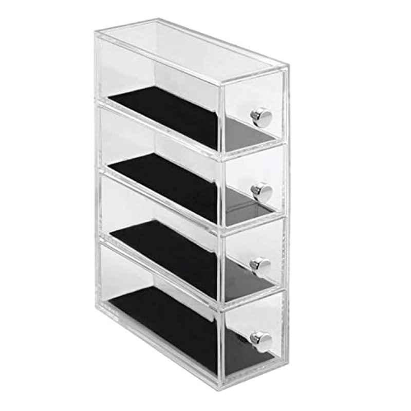 4 Shelves Plastic Clear & Black Jewellery Tower