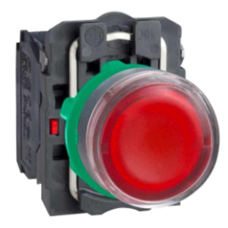 Schneider Harmony 1NO+1NC Plastic Red Flush Illuminated Spring Return Push Button, XB5AW34G5