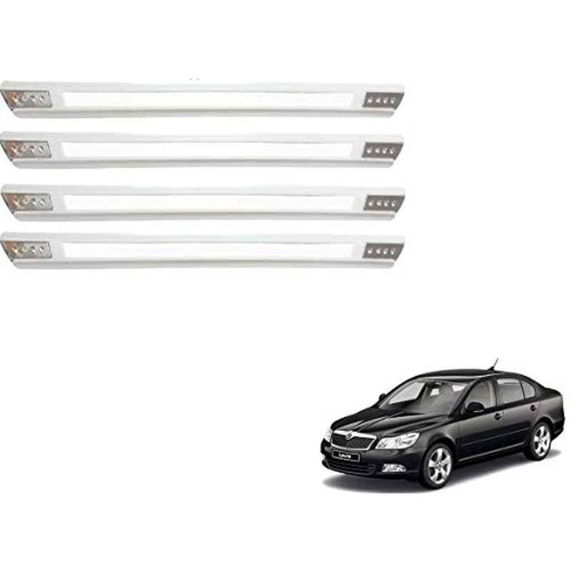 Kozdiko 4 Pcs Designer White Dotted Bumper Protector Set for Skoda Laura