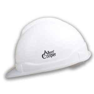 Allen Cooper White Polymer Nape Type Safety Helmet with Chin Strap, SH-701-W